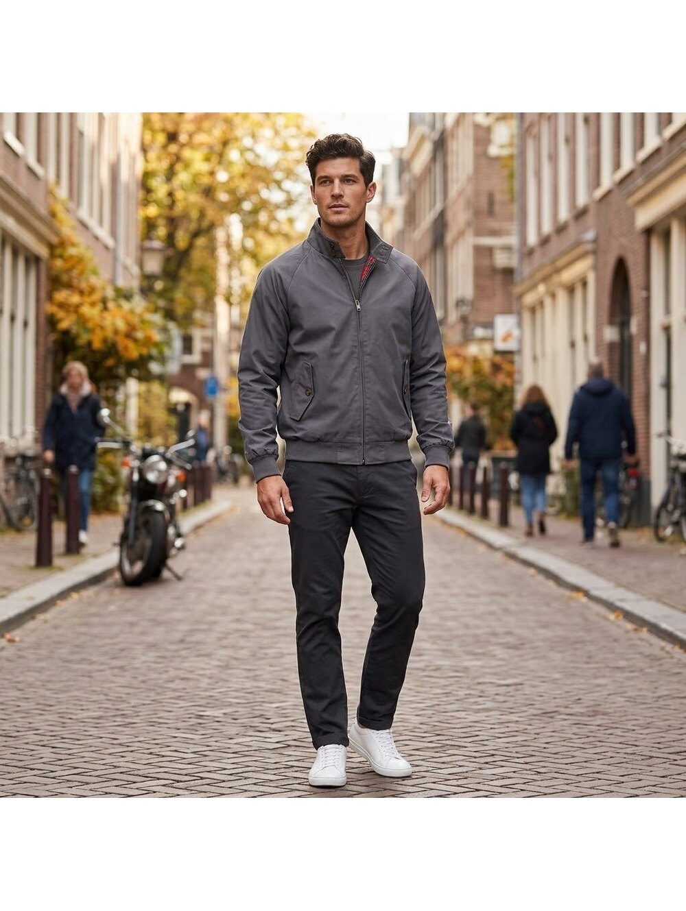 Saddlebred Harrington Gray Blue Jacket M Windbreaker Bomber Preppy Grandpa Money